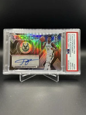 2017-18 Panini Spectra Giannis Antetokounmpo Locked In Auto #18/49 Psa 9 Mint - Image 1 of 2