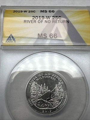 2019 W Frank Church River of No Return 25c ANACS MS66 Only 2000000 Minted - Image 1 of 4