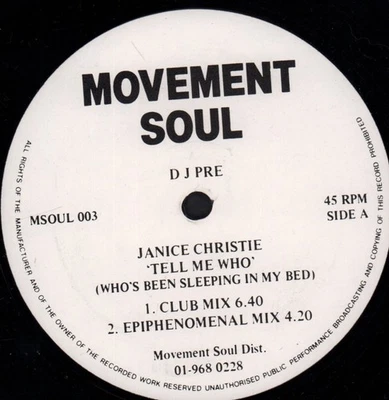 Janice Christie Tell Me Who Who's Been Sleeping In My Bed 12" vinyl UK Movement - Image 1 of 2