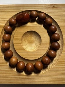 Natural Sandalwood Round 10mm Beads bracelet nan hong agate 16cm long new inbox - Picture 1 of 5