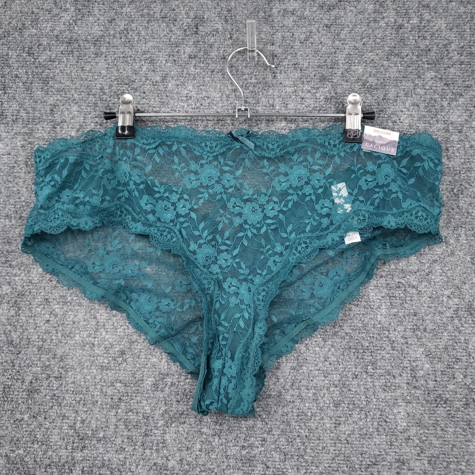 NEW Cacique Panties Womens 18 20 Plus Green Cheeky Floral Lace Unlined Lingerie - Image 1 of 4
