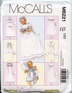 Babies Christening Dress, Romper & Bonnets -McCalls Pattern - Sizes NB-S-M-L - Picture 1 of 2