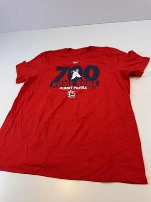 St Louis Cardinals Shirt Mens XL Red MLB Baseball Nike Pujols 700 Home Runs - Image 1 of 4