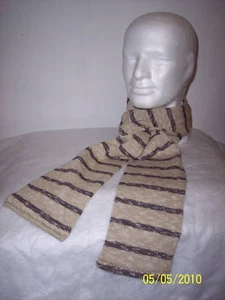 Sciarpa Singola Rigato BEIGE-MORO 100% Cotone Soft Fiam - Picture 1 of 1