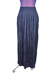 Chico's Navy Pleated Crinkle Maxi Skirt Size XL Chico's Size 3 Women's P57