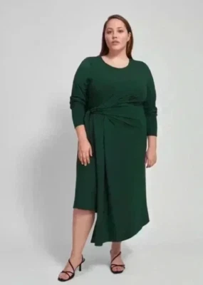 Universal Standard XS Women's 10-12 Dina Long Sleeve Side Tie Dress Scarab Green - Image 1 of 4