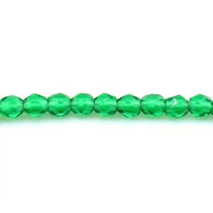 Green Emerald Transparent - 50 3mm Round Fire Polish Czech Glass Beads - Picture 1 of 1