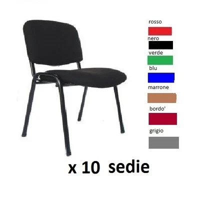 10 Sedie NERO da Ufficio Conferenza Fissa Sala Attesa Riunione Convegni Chiesa - Immagine 1 di 4