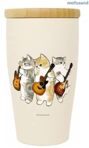 Mofusand Stainless Steel Tumbler Insulated Thermos Cup Wood Lid 350ml Sing Meow - Picture 1 of 14