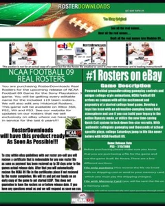 NCAA 09 2009 Football Rosters PS3 File Real Names - Bild 1 von 1