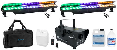 2) American DJ Ultra LB18 Color Mixing LED DMX Wash Bar Lights+Fogger+Bag+Cables - Image 1 of 4