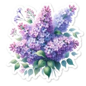 Lilac Bouquet Vinyl Sticker, Water Resistant, Laptop, Water Bottle, Scrapbooking - Picture 1 of 1