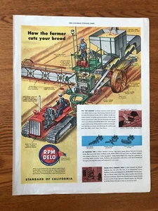 Maquinaria de recolección de trigo RPM DELO anuncio 1945, original vintage - Imagen 1 de 1