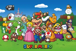 Póster de Nintendo Super Mario Group 2014 en el césped 36x24 nuevo envío gratuito - Imagen 1 de 1