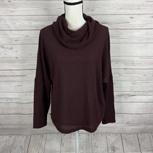 Maurices Womens Cowl Neck Sweater Knit Top Size Small Burgundy Lace Up Back - Picture 1 of 10