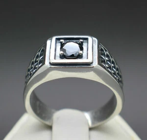 .57cts 5.48mm Men's REAL Black Diamond Treated Ring AAA Grade & $635 Value - Picture 1 of 8