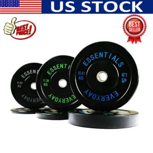 160 Lb Olympic Bumper Weight Plate Set Strength Training Weightlifting Steel Hub - Picture 1 of 5