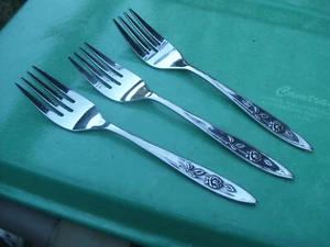 Oneida Community MY ROSE Edelstahl Betty Crocker 3 Salatgabeln SEHR GUT - Bild 1 von 3