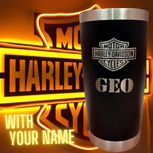 Vaso aislado láser con logotipo de Harley Davidson 20 oz - con tu nombre - Imagen 1 de 17