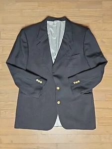Adolfo Blazer Sport Dinner Coat Sz 44 Black Vtg 70 80 Gold Button Men Wool USA - Picture 1 of 10