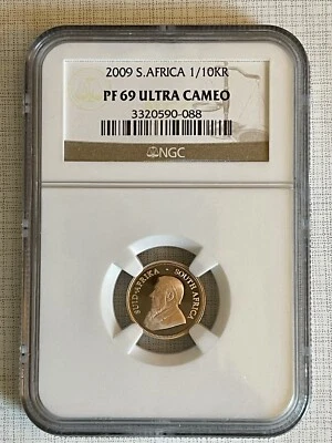 South Africa 2009 1/10 Krugerrand 1/10 oz Gold Coin NGC PF69 UC SKU# 6239 - Image 1 of 2