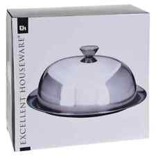 Excellent Houseware Bell Jar with Base Plate Stainless Steel Serving Tray vidaXL