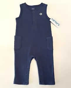 Carters Baby Boy Clothes 9 Months Sleeveless Jumpsuit Blue Plane New - Picture 1 of 2