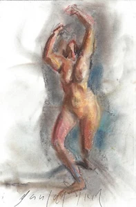 DANCER Female Figure Study Soft Pastel Sketch DRAWING Expressive Painting Woman - Picture 1 of 1