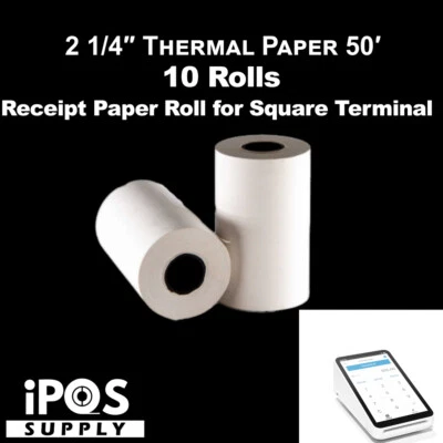 RESTAURANTS N US iPOS Supply Receipt Paper 10 Rolls for Square Terminal Credit Card Machine