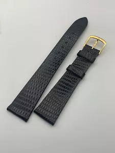 Bulova Accutron GENUINE LIZARD WATCH BAND 18.MM NOS BLACK (R22) - Picture 1 of 5