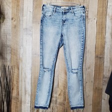 Bullhead Denim Co Mid Rise Skinniest Ankle Distressed Blue Jeans Size 28