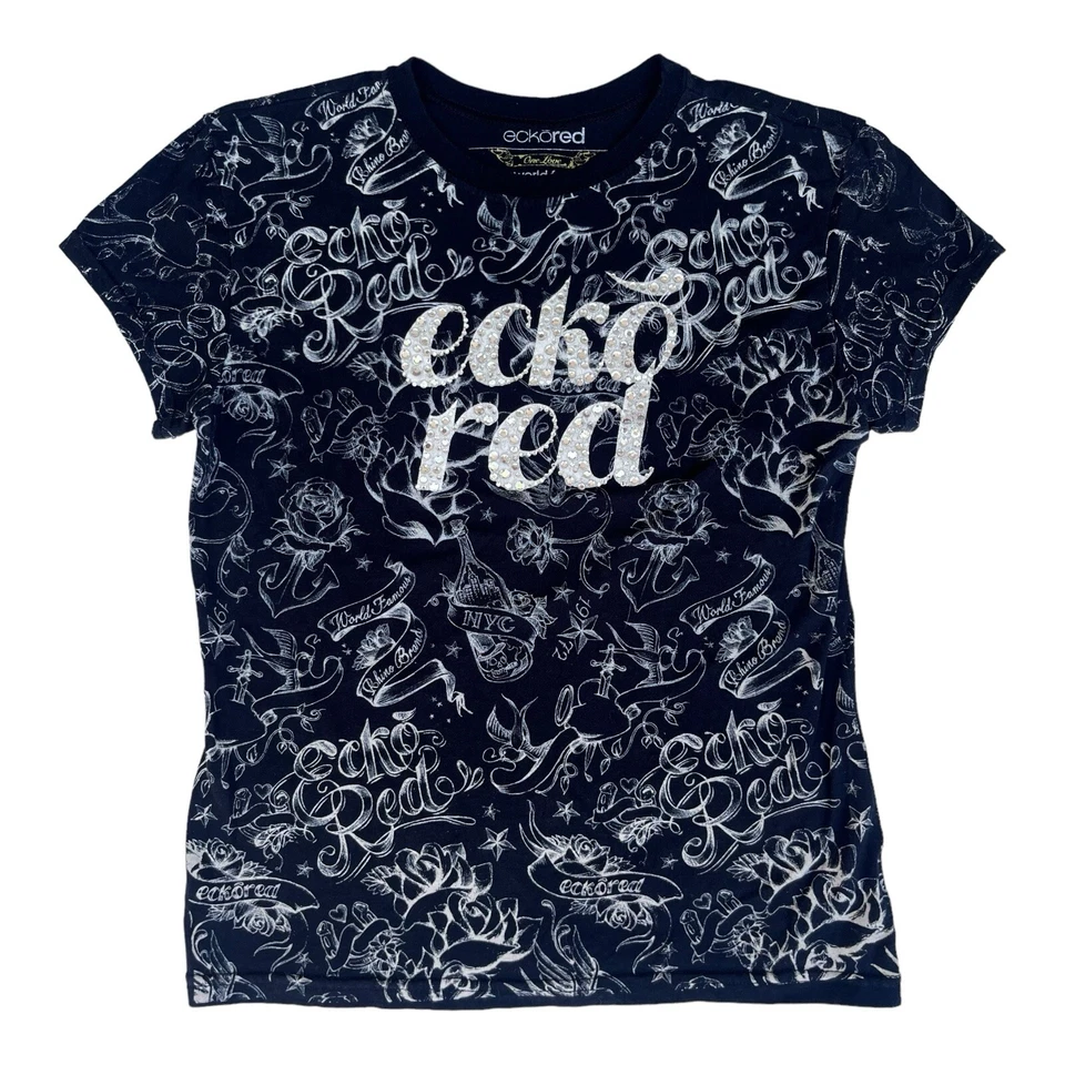 Camiseta De Colección Ecko Roja AOP Bebé Talla XL Patinador Tatuaje Gótico Deslumbrante Y2K Foto 1 de 4