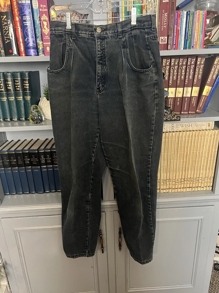 Vintage Calvin Klein Sport Tapered Leg Mom Jeans 90s Washed Black 12 Made In USA - Image 1 of 4