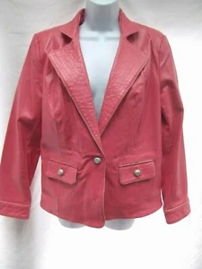 Bradley Bayou leather jacket sz M highlight neon rose pink knit trim NEW   - Picture 1 of 7