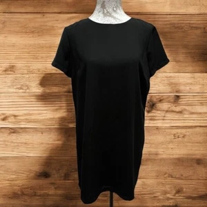 Vestido recto negro Lulus mediano manga corta dorado cremallera espalda informal elegante - Imagen 1 de 15
