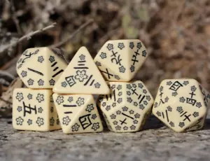 Piedra Japonesa de Últimas Palabras - Juego de 7 Piezas Juegos D&D 5e RPG Poliédrico Kanji - Imagen 1 de 9
