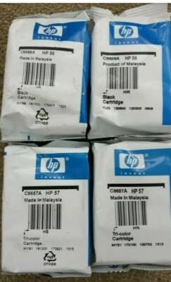 HP 56 x 2 Black &  HP 57 x 2 Tri-Colour C6656A + C6657A Genuine 4 Ink Cartridges - Image 1 of 4