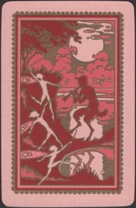 Playing Cards Single Card Old Vintage * DANCING FAIRY devil Pipe Music FAERIES B - Picture 1 of 3
