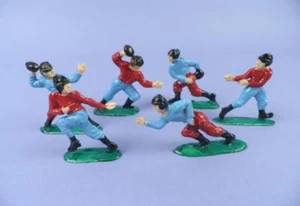 6er Set US Football Spieler handbemalte Figuren um 1960, Cake Topper Deko - Bild 1 von 1