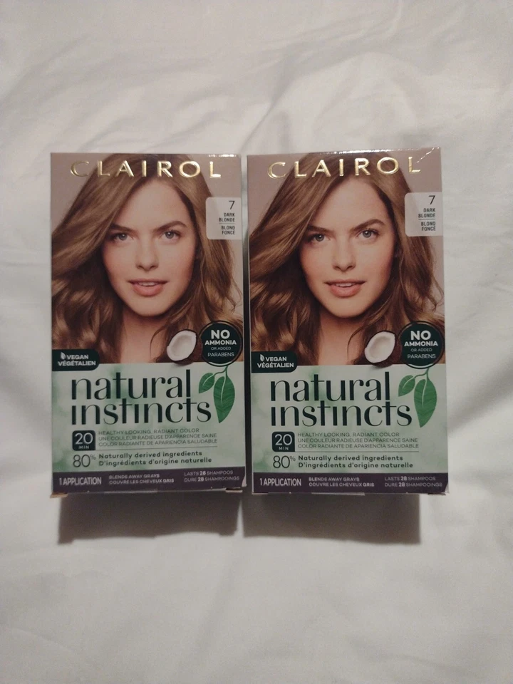 Lote de tintura creme permanente Clairol Natural Instincts 7 loiro escuro (2) - Imagem 1 de 4