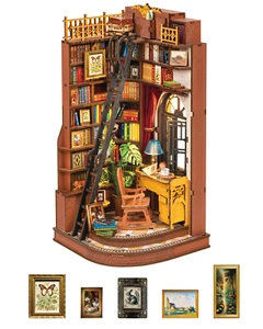 Rolife Silent Corner Study DIY Wooden Book Nook Bookshelf Insert Miniature House - Picture 1 of 11