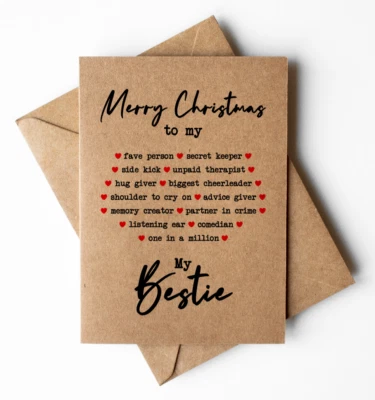 MADE BY SELLER Bestie Christmas card, bff Christmas card, best friend Christmas card, loving