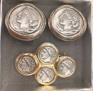 VINTAGE KJL KENNETH JAY LANE GREEK ROMAN COIN SET  - Picture 1 of 3