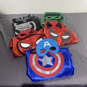 Dress Up Play Mask /Cape Lot 10 Spiderman Deadpool Hulk Cpt. America Blk Panther - Picture 1 of 8