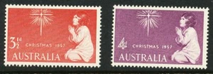 Australian 1957 Christmas set of 2 stamps, Mint Never Hinged - Picture 1 of 1
