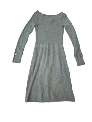 Vestido suéter tejido al hombro gris XXS White House Black Market para mujer Foto 1 de 4