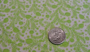 100% Cotton Fabric - Lime Green Leaves on White - By The Yard - Picture 1 of 2