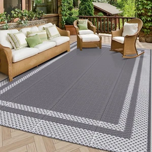 Outdoor Rug Reversible Portable Plastic Straw Camping Rugs for outside Rv,Large - Picture 1 of 12