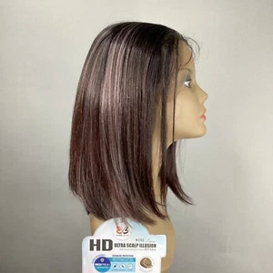 Kary Black Root Smokey Pink Perücke kurz Bob 13x7 gratis Teil Lace Front Synthetik - Bild 1 von 9