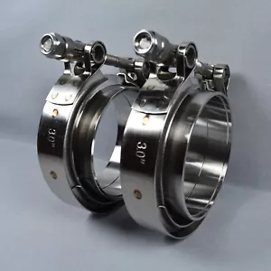 2x 3inch flange V-Band Clamp &304 Stainless Steel kit Vband for Exhaust Downpipe - Picture 1 of 6